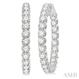 7 Ctw Round Cut Diamond In-Out Hoop Earring in 14K White Gold