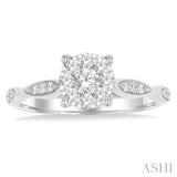 1/2 Ctw Round Shape Lovebright Marquise Carved Round Cut Diamond Engagement Ring in 14K White Gold
