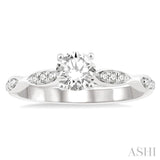 1/6 Ctw Marquise Carved Round Cut Diamond Semi-Mount Engagement Ring in 14K White Gold