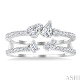 5/8 Ctw Mixed Diamond Cut Fashion Open Ring in 14K White Gold
