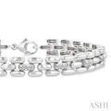 1/6 Ctw Bold Panther Link Round Cut Diamond Fashion Bracelet in Sterling Silver