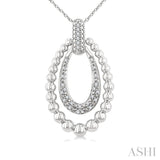 1/10 Ctw Circular Bold Bead Round Cut Diamond Fashion Pendant With Chain in Sterling Silver