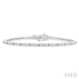 1 Ctw Double Row Round Cut Diamond Bar Link Tennis Bracelet in 10K White Gold