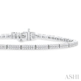 1 Ctw Double Row Round Cut Diamond Bar Link Tennis Bracelet in 10K White Gold