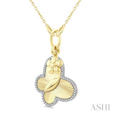 1/6 Ctw Butterfly Charm Fluted Round Cut Diamond Fashion Pendant With Chain in 10K Yellow and White Gold