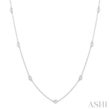 1.00 Ctw Bezel Set Oval Cut Diamond Station Necklace in 14K White Gold