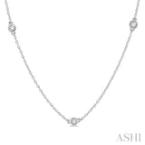 1/3 ctw Round Cut Diamond Station Necklace in 14K White Gold