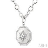 1/20 Ctw Octagon Shape medallion Round Cut Diamond Star Pendant With Chain in Sterling Silver