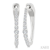 1/4 Ctw Round Cut Diamond Graduated Riviera Hoop Earrings in 14K White Gold
