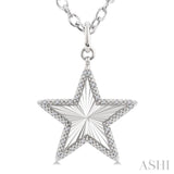 1/10 Ctw Star Fluted Medallion Round Cut Diamond Pendant With Chain in Sterling Silver