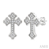 1/6 Ctw Round Cut Diamond Cross Petite Fashion Earrings in 10K White Gold