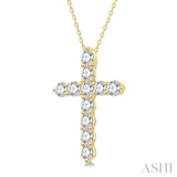 3/4 Ctw Round Cut Diamond Cross Pendant With Chain in 14K Yellow Gold