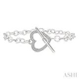 1/10 Ctw Heart Toggle Round Cut Diamond Fashion Bracelet in Sterling Silver