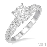1/3 Ctw Round Cut Diamond Lovebright Engagement Ring in 14K White Gold