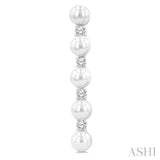 4MM Cultured Pearl and 1/4 Ctw Round Cut Diamond Fashion Earrings in 14K White Gold