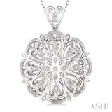 1/20 Ctw Snowflake Round Cut Diamond Fashion Pendant with Chain in Sterling Silver