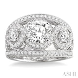 1 1/2 Ctw Round Cut Diamond Semi-Mount Engagement Ring in 14K White Gold