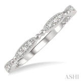 1/6 Ctw Marquise Mount Round Cut Diamond Stackable Band in 14K White Gold