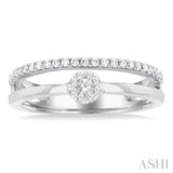 1/4 Ctw Double Row Lovebright Round Cut Diamond Ladies Ring in 10K White Gold