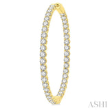 7 ctw Inside-Out Round Cut Diamond 1 3/4 Inch Hoop Earrings in 14K Yellow Gold