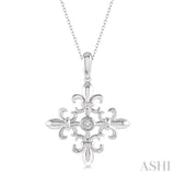 1/50 Ctw Fleur De Lis Round Cut Diamond Pendant With Chain in Sterling Silver