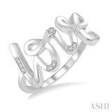 1/20 ctw Love Scribed Round Cut Diamond Ring in Sterling Silver