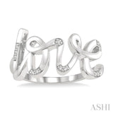 1/20 ctw Love Scribed Round Cut Diamond Ring in Sterling Silver