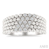 1/10 Ctw Bold Ball Bead and Slanted Round Cut Diamond Fashion Ring in Sterling Silver