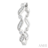 1/8 Ctw Wavy Pattern Round Cut Diamond Fashion Hoop Earrings in 10K White Gold