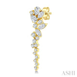 1 Ctw Mixed Shape Diamond Scatter Fashion Long Earring in 14K Yellow Gold