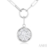 1/4 Ctw Lovebright Circular Shape Round Cut Diamond Paperclip Necklace in 14K White Gold