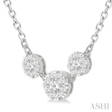 1/3 Ctw 3-Stone Lovebright Round Cut Diamond Necklace in 14K White Gold