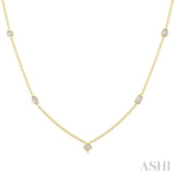 1/2 Ctw Bezel Set Mixed Cut Diamond Station Necklace in 14K Yellow Gold