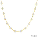 4 Ctw Bezel Set Round Cut Diamond Station Necklace in 14K Yellow Gold