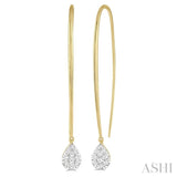 1/3 Ctw Pear Shape Dangler Lovebright Round Cut Diamond Earrings in 14K Yellow and White Gold