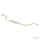 3/4 Ctw Round Cut Diamond Lovebright Bracelet in 14K Yellow and White Gold