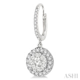 5/8 Ctw Round Cut Diamond Lovebright Earrings in 14K White Gold