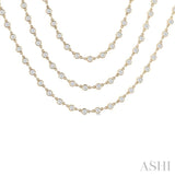 15 Ctw Bezel Set Round Cut Diamond Layered 60-Inch Necklace in 14K Yellow Gold