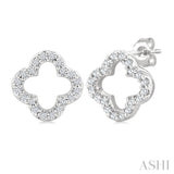 1/6 Ctw Petite Clover Round Cut Diamond Fashion Stud Earring in 10K White Gold