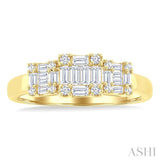 1/2 Ctw Past, Present & Future Baguette and Round Cut Diamond Fusion Fashion Ring in 14K Yellow Gold