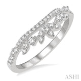 1/3 Ctw Alternating Marquise and Circular Mount Round Cut Diamond Curved Band in 14K White Gold