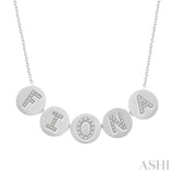 1/5 Ctw 'FIONA' Nameplate Single Cut Diamond Necklace in 10K White Gold
