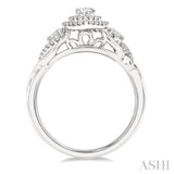 5/8 Ctw Split Twisted Shank Round Cut Diamond Engagement Ring With 1/4 Ct Pear Cut Center Stone in 14K White Gold