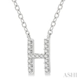 1/20 Ctw Initial 'H' Round Cut Diamond Pendant With Chain in 10K White Gold