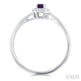 5x3 MM Octagonal Shape Amethyst and 1/20 Ctw Round Cut Diamond Halo Semi-Precious Ring in 10K White Gold