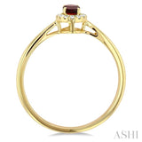 5x3 MM Oval Shape Garnet and 1/20 Ctw Single Cut Diamond Halo Semi-Precious Ring in 10K Yellow Gold