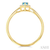 5x3 MM Pear Shape Aquamarine and 1/20 Ctw Round Cut Diamond Halo Semi-Precious Ring in 10K Yellow Gold
