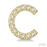 1/10 Ctw Initial 'C' Round Cut Diamond Earrings in 10K Yellow Gold