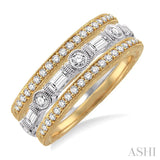7/8 Ctw Diamond Stackable Band Set in 14K Yellow and White gold
