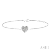 1/8 Ctw Petite Heart Round Cut Diamond Fashion Bracelet in 10K White Gold